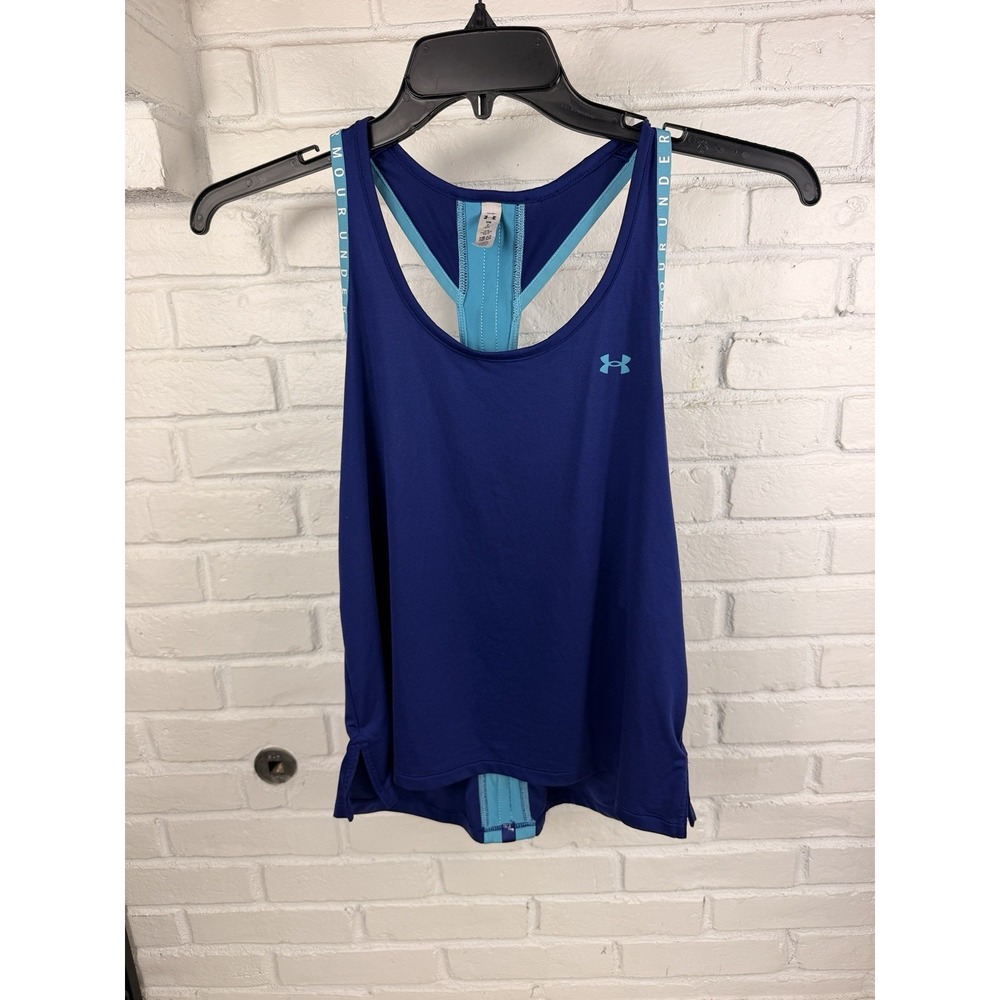 Under Armour Womens S Blue HeatGear Strappy Racerback Tank Loose Fit Running
